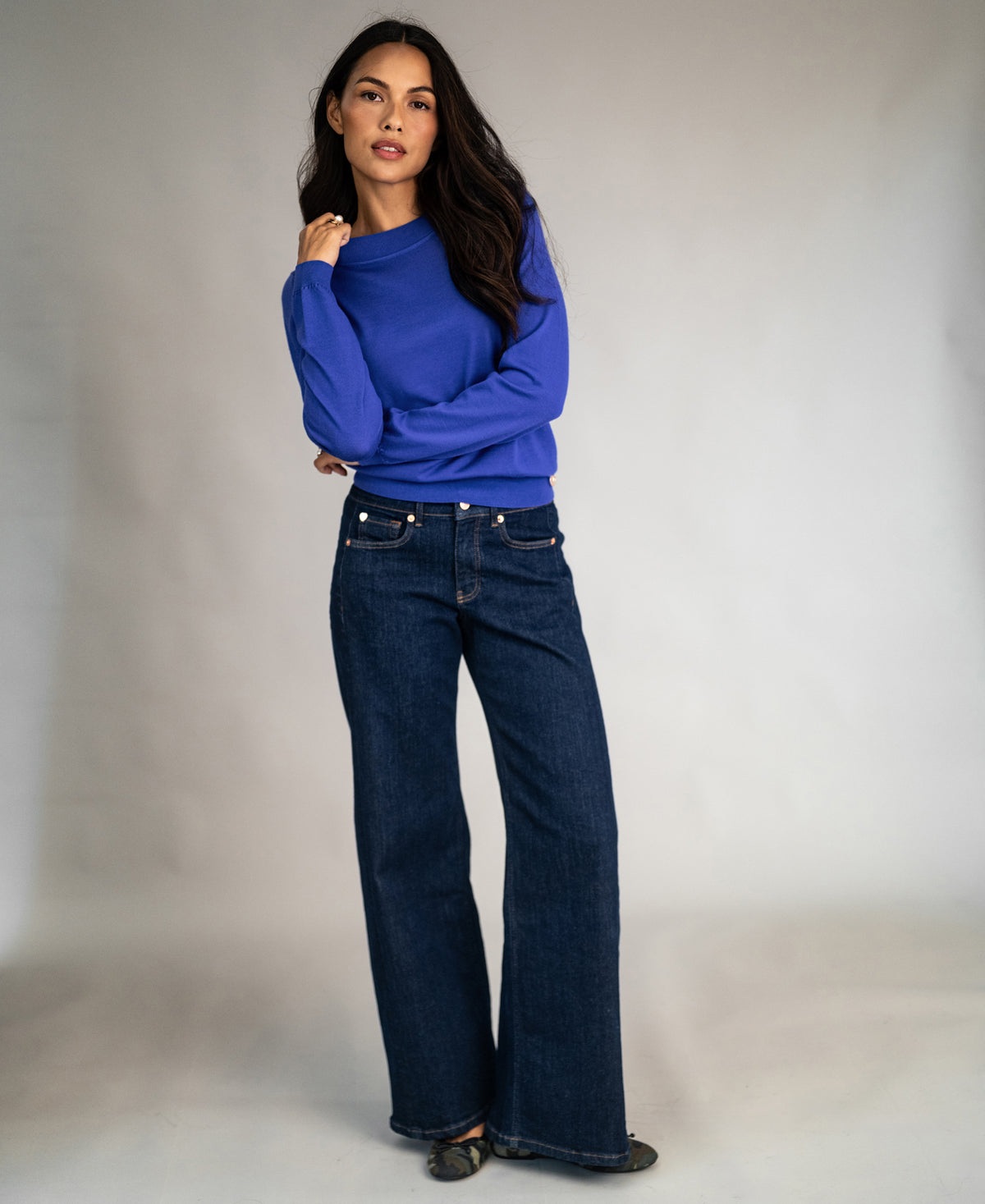 Merino trui LA GIGI Blue Iris
