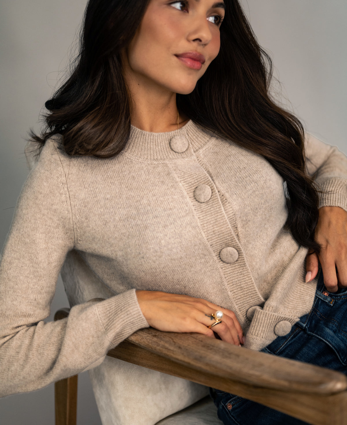 Merino Cardigan LA ISABELLE Light Sand