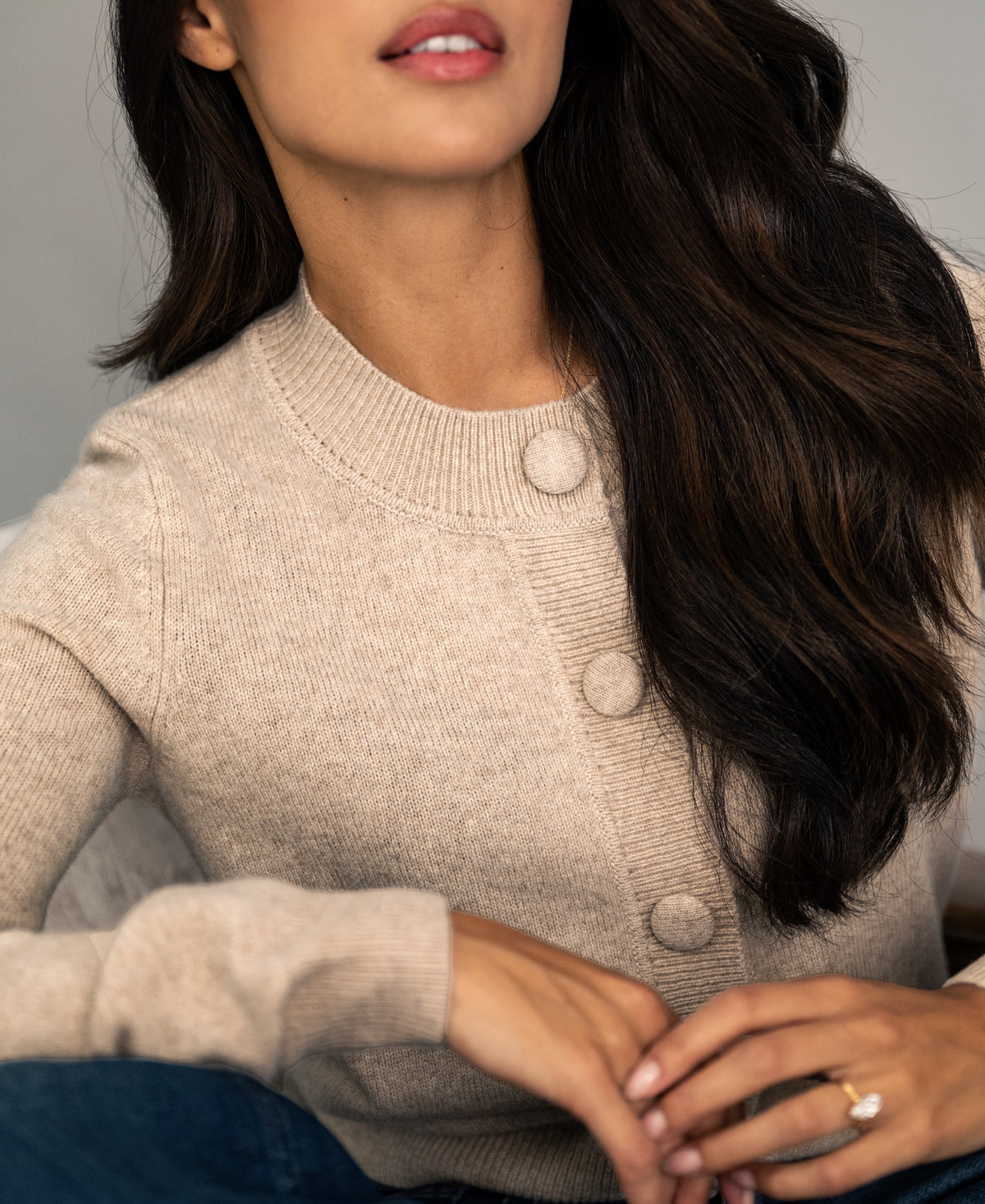 Merino Cardigan LA ISABELLE Light Sand