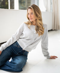 Merino-Strickjacke LA ISABELLE Silbergrau