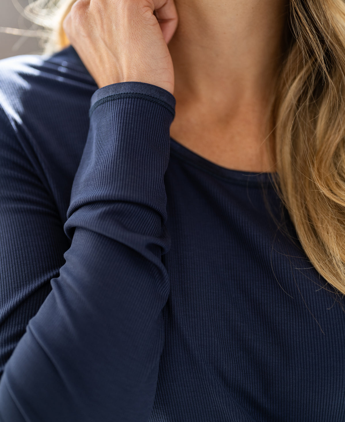 Lyocell T-shirt lange mouw LA JAMALA Navy