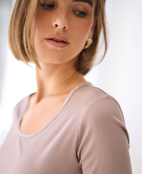 Lyocell T-shirt lange mouw LA JAMALA Rosé Taupe