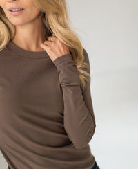 Luxurious long sleeve T-shirt LA JANE Cappuccino