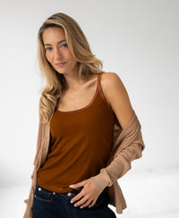 Tencel - silk ribbed cardigan LA JOSH Sand