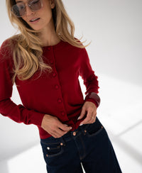 Merino-Strickjacke LA JULIETTE Dunkelrot