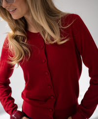 Merino-Strickjacke LA JULIETTE Dunkelrot