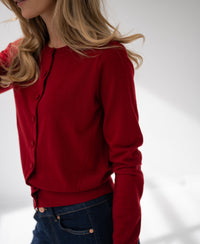 Merino-Strickjacke LA JULIETTE Dunkelrot
