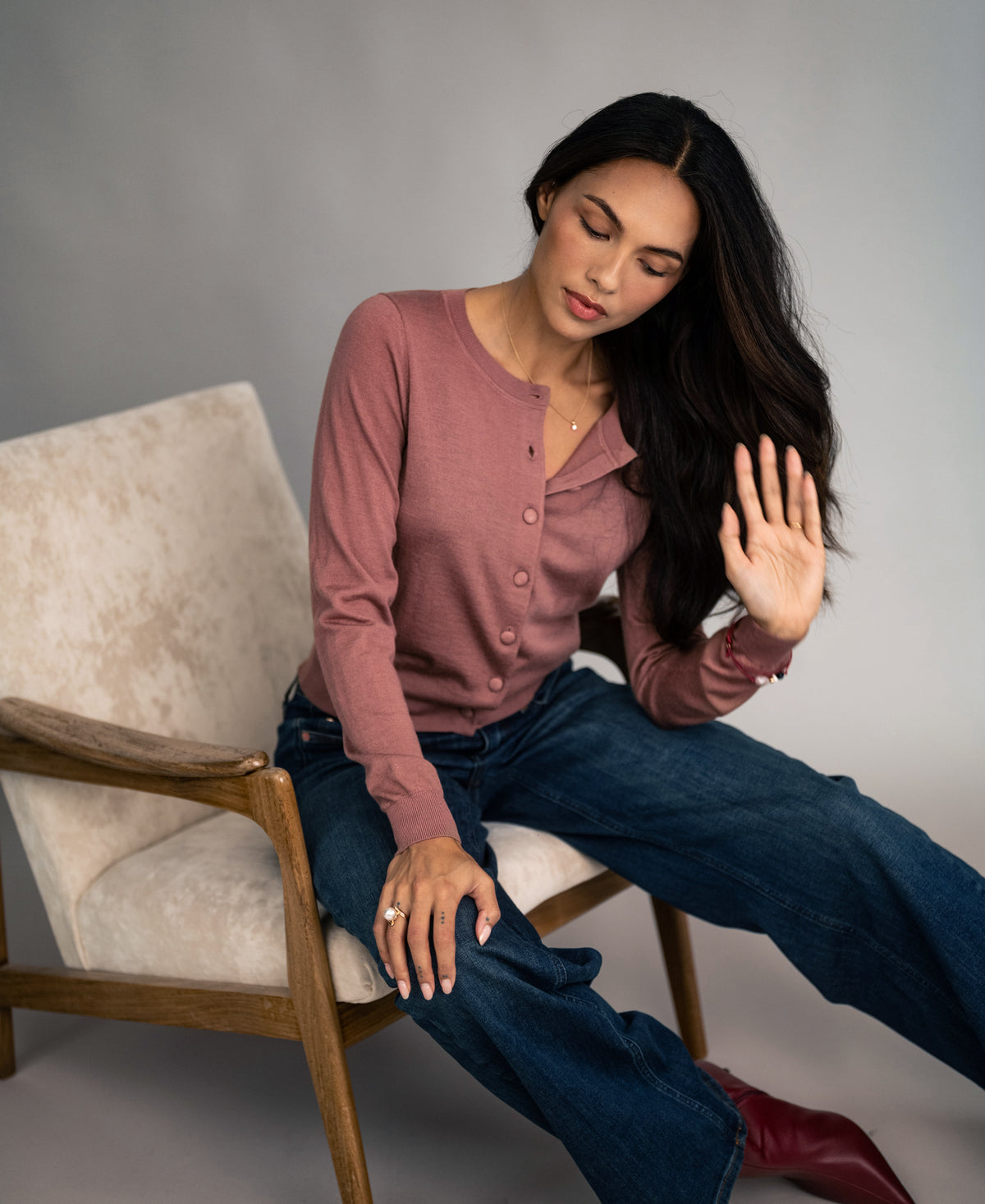 Merino Cardigan LA JULIETTE Dusty Pink