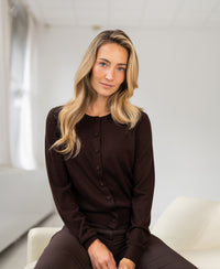 Merino-Strickjacke LA JULIETTE Pure Choco
