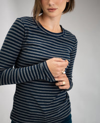 Luxe gestreepte T-shirt LA LENA Donkerblauw - grijs