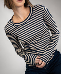 Luxurious Striped T-Shirt LA LENA Sand-Dark Blue
