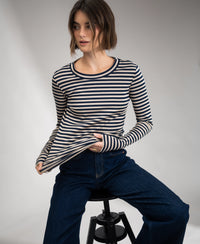 Luxurious Striped T-Shirt LA LENA Sand-Dark Blue