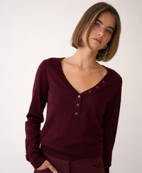 Merino Sweater with Button Detail LA MADELEINE Bordeaux