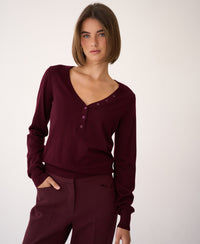 Merino Sweater with Button Detail LA MADELEINE Bordeaux