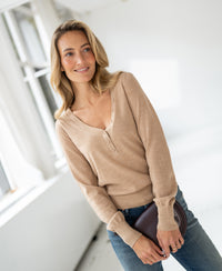 Merino Sweater with Buttons LA MADELEINE Soft Camel