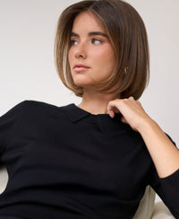 Merino-Pullover mit Polokragen von LA MARCEAU, schwarz