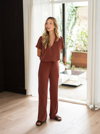 Henna-colored Lounge Pants LE HUGO by PLEIN PUBLIQUE with a silky appearance.