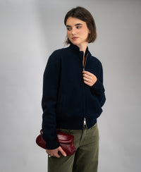 Merinowollen jasje met rits  LA MILA Donkerblauw