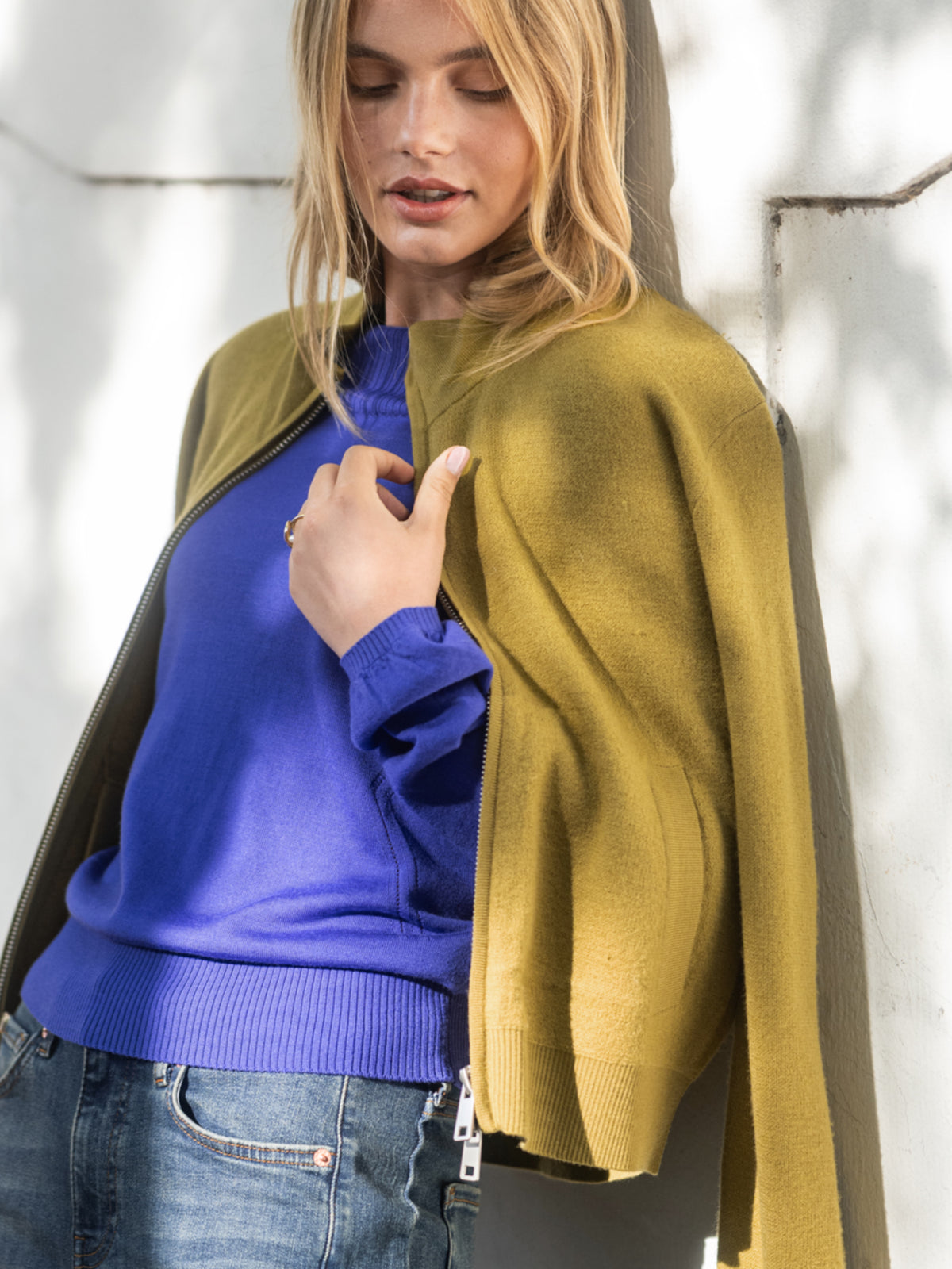 Merino bomber jacket LA MILA Olive Green