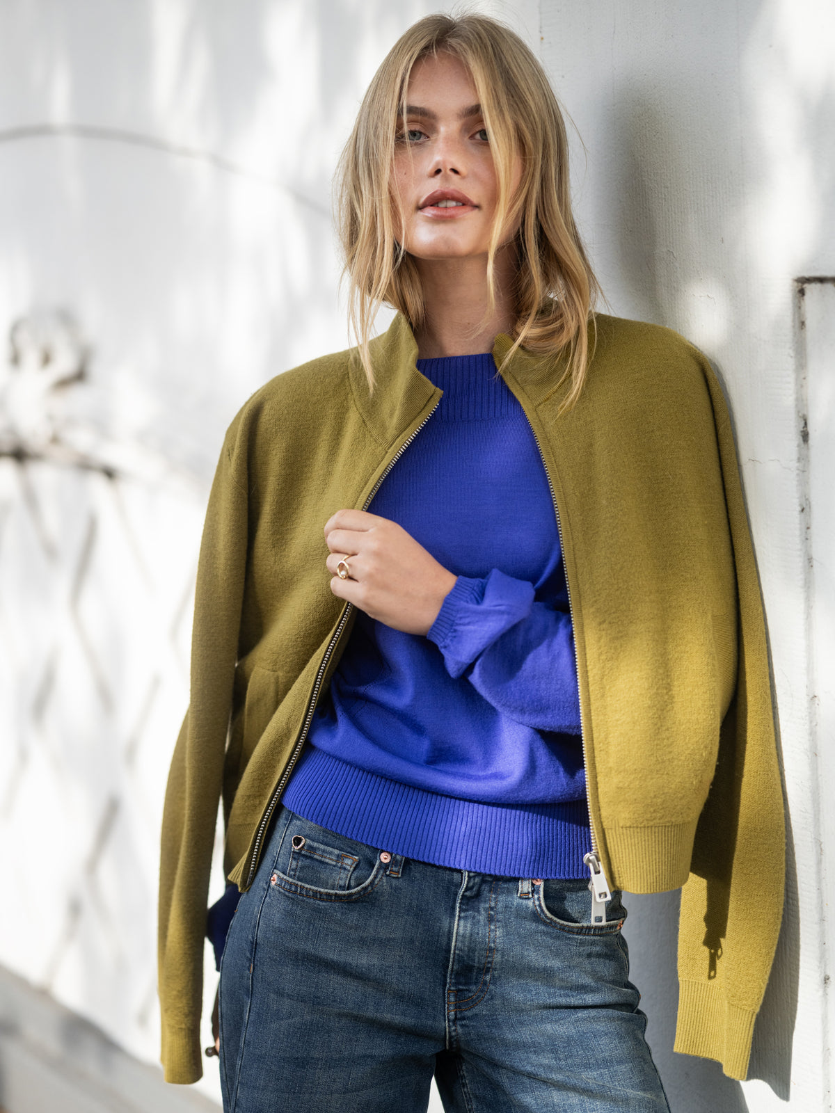 Merino bomber jacket LA MILA Olive Green
