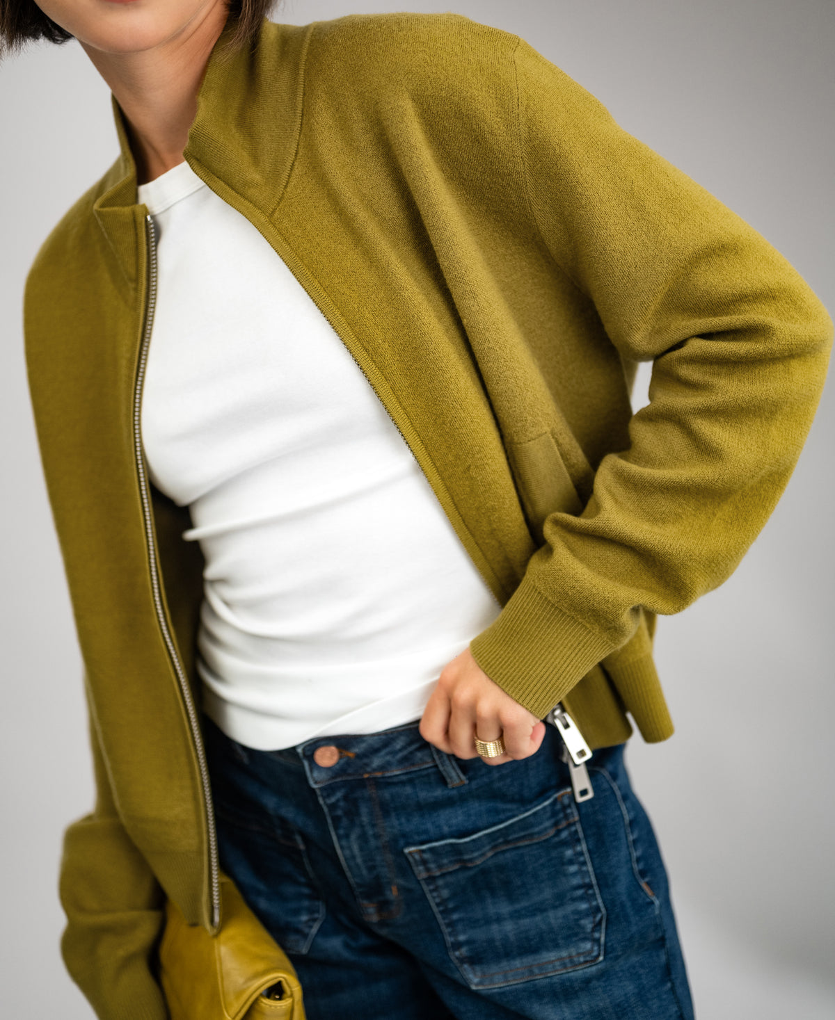 Merino bomber jacket LA MILA Olive Green