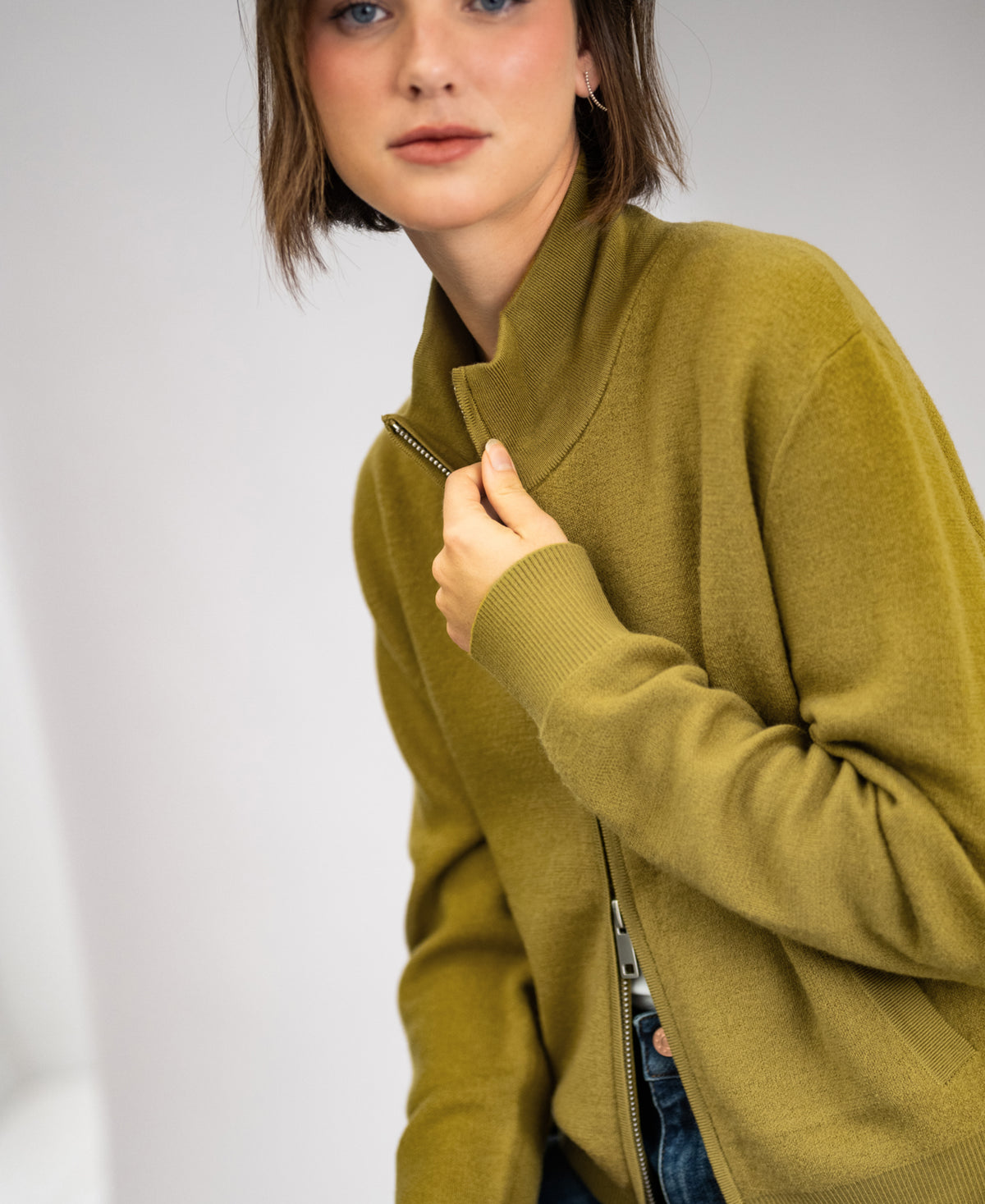 Merino bomber jacket LA MILA Olive Green