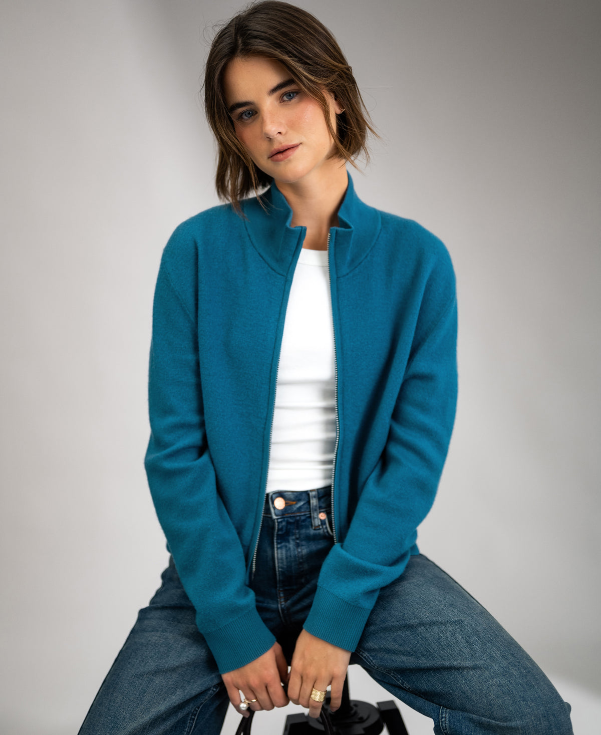 Merino-Bomberjacke LA MILA Petrol