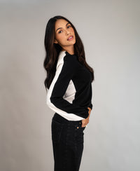 Two-Coloured Merino Sweater LE MIROIR Black - Sand