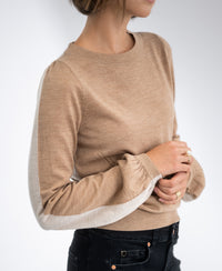 Zweifarbiger Merino-Pullover LE MIROIR Hellbraun – Beige