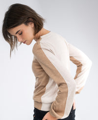 Zweifarbiger Merino-Pullover LE MIROIR Hellbraun – Beige
