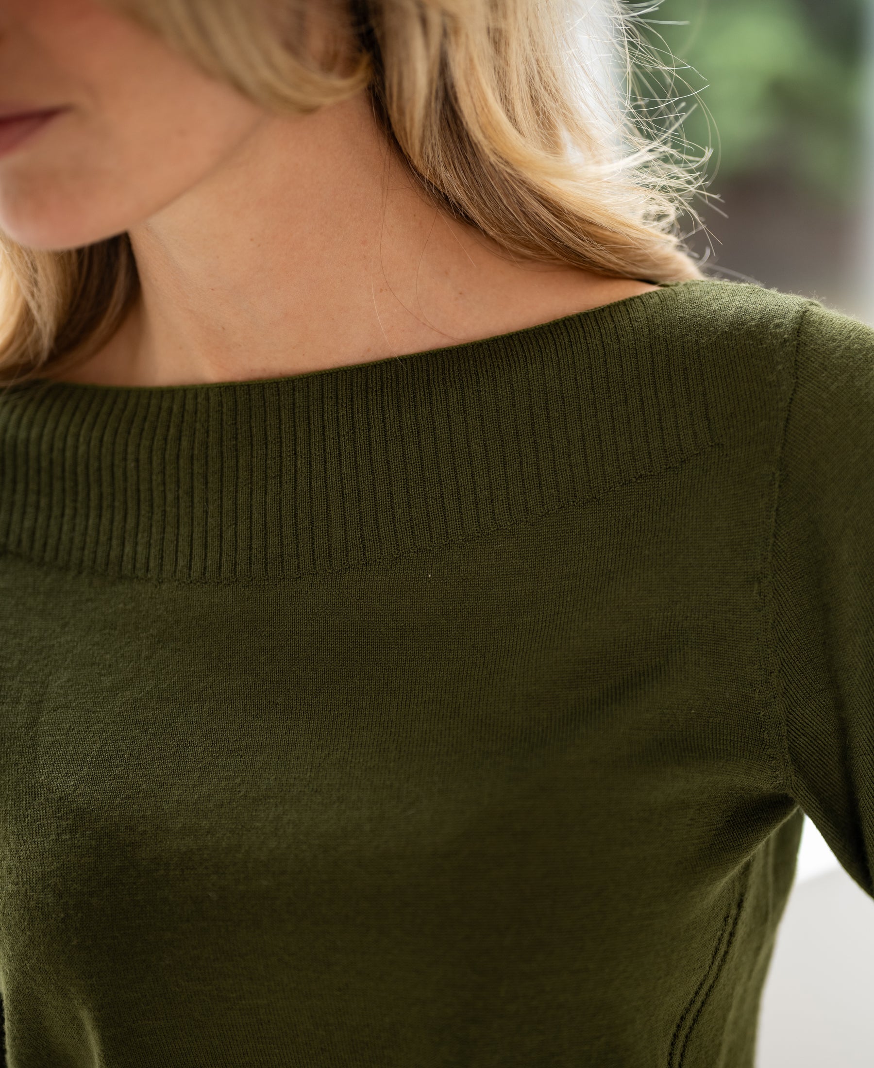 Pullover mit Boot-Ausschnitt LA MUSE Olivgrün