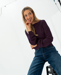 Pullover mit Boot-Ausschnitt LA MUSE Pflaume