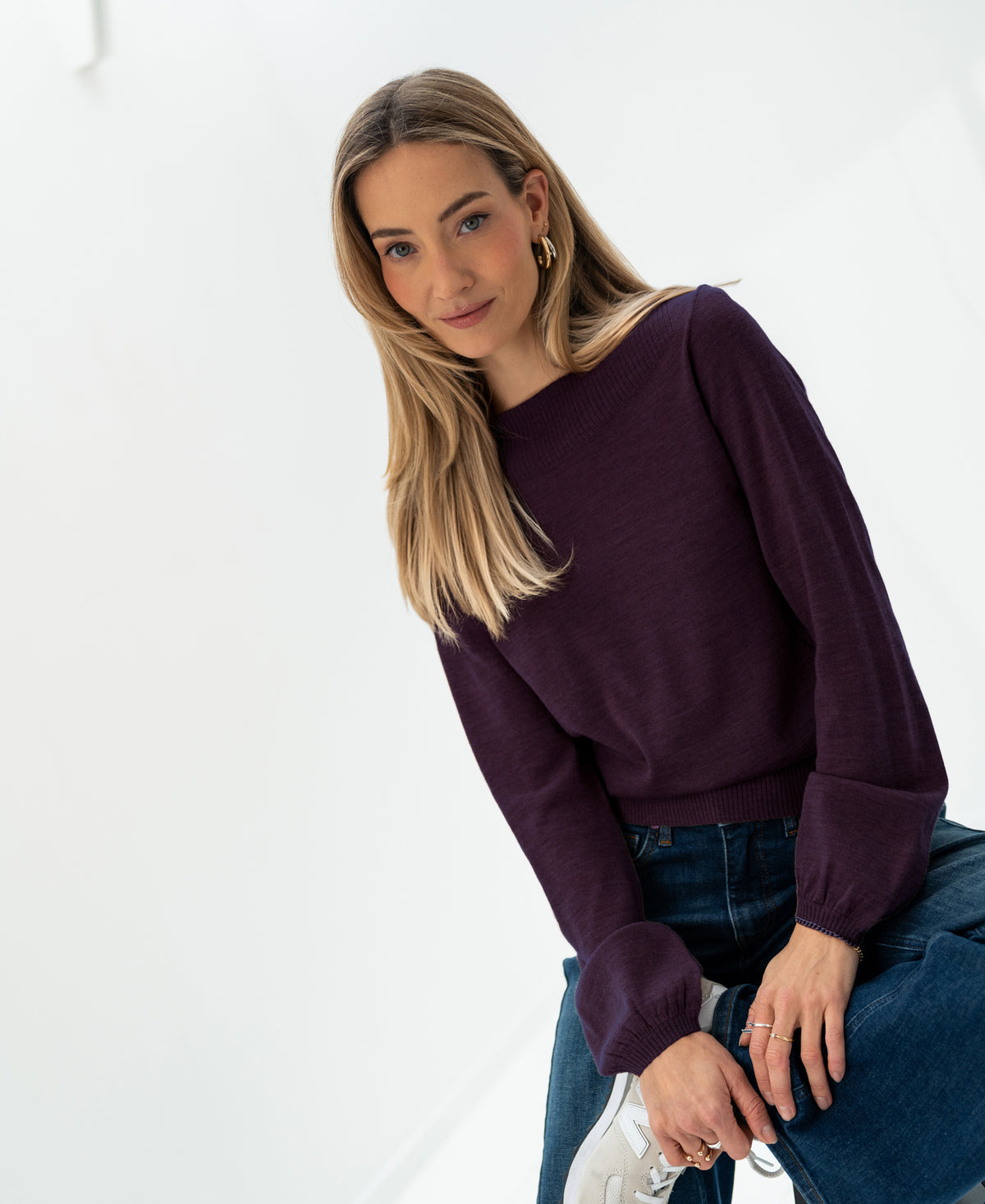 Pullover mit Boot-Ausschnitt LA MUSE Pflaume