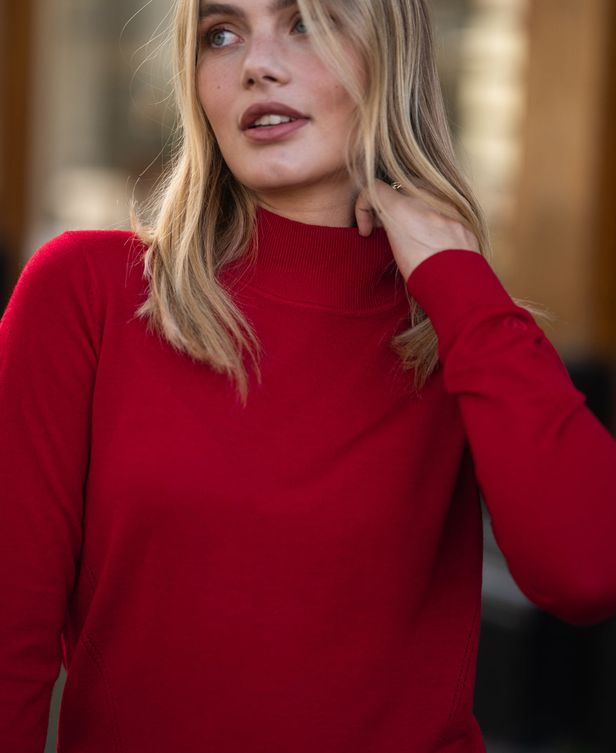 Merino-Rollkragenpullover LE NOYAU Dunkelrot