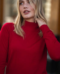 Merino-Rollkragenpullover LE NOYAU Dunkelrot