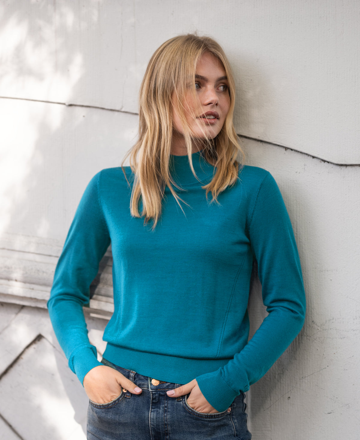 Merino-Rollkragenpullover LE NOYAU Teal