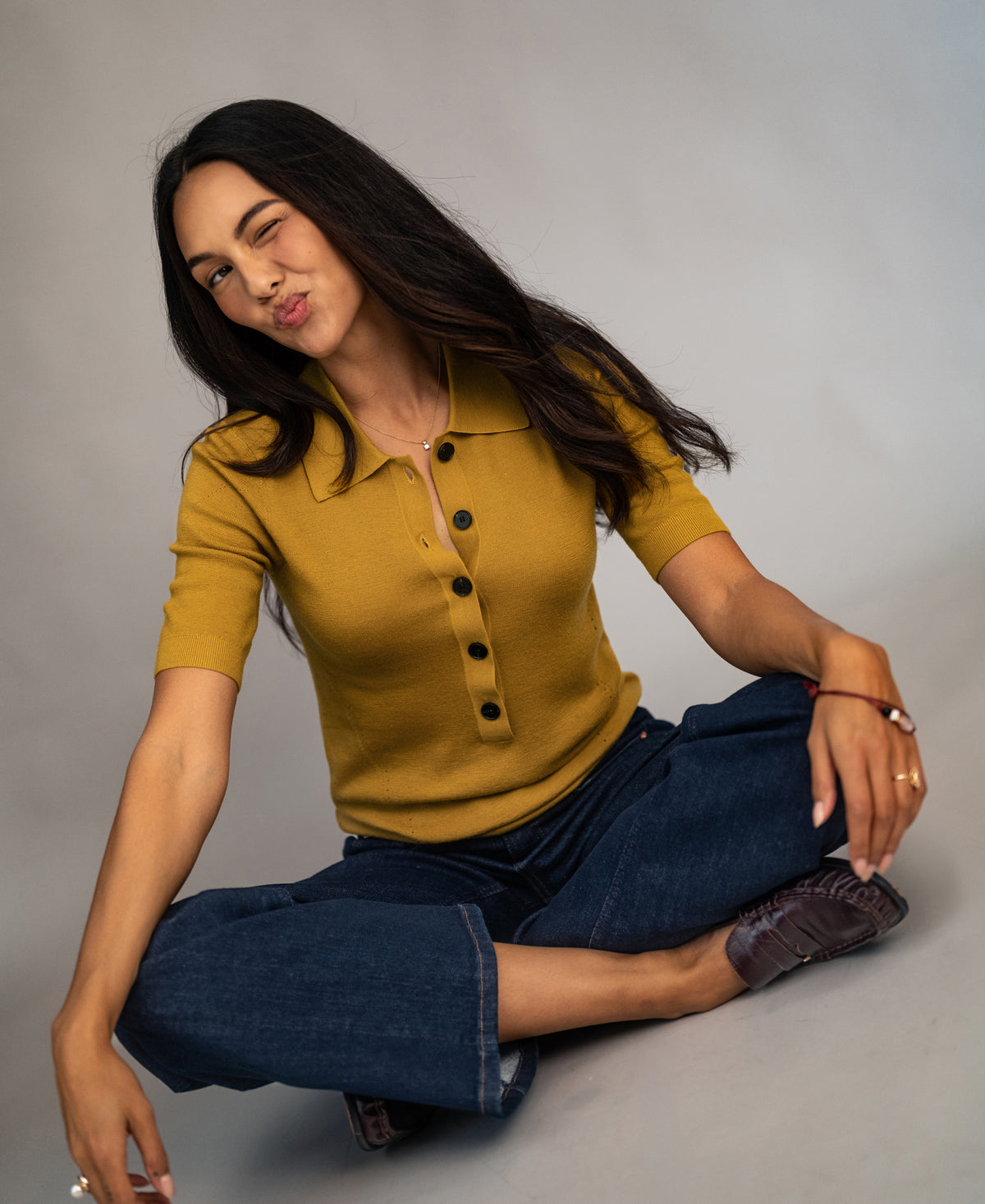 Merino wool polo LA PANTIN Gold Yellow