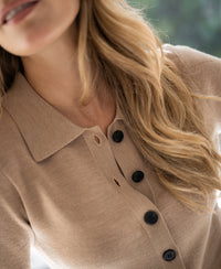 Merino wool polo LA PANTIN Light Camel