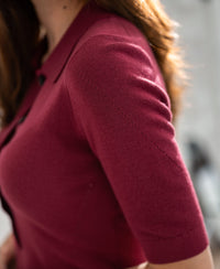 Merino wool polo LA PANTIN Berry Mauve