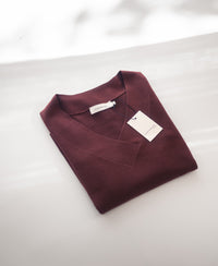 V-Neck Merino Sweater LA PHILOU Red-Brown