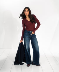 V-Neck Merino Sweater LA PHILOU Red-Brown