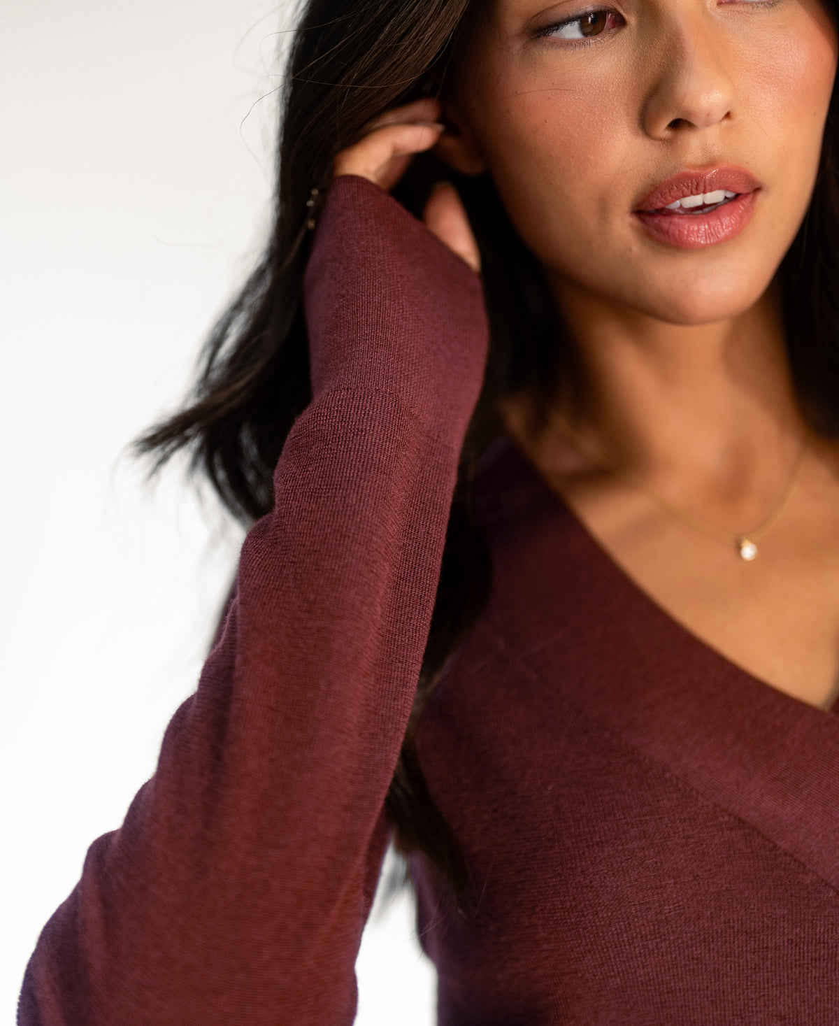 V-Neck Merino Sweater LA PHILOU Red-Brown