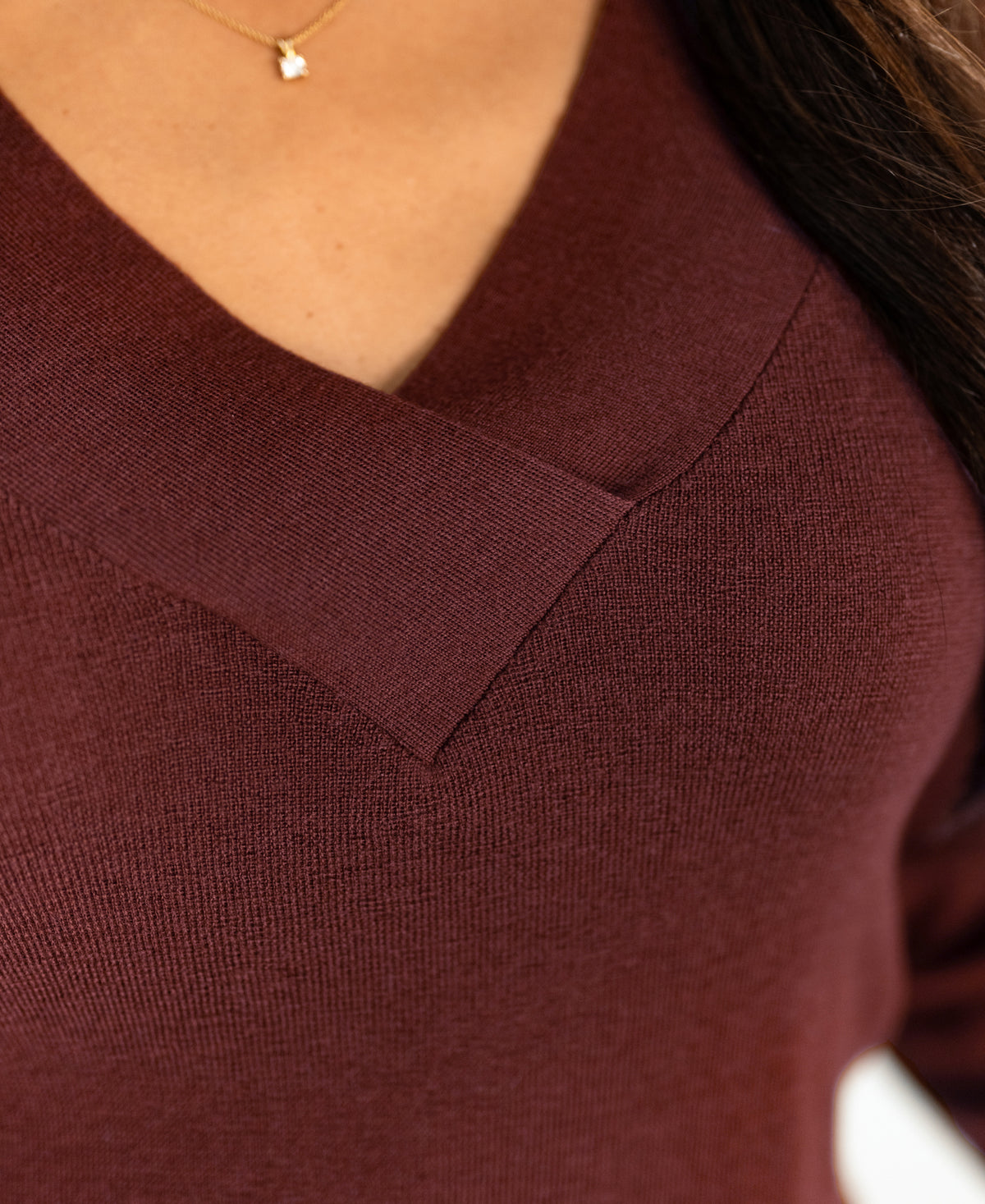 V-Neck Merino Sweater LA PHILOU Red-Brown