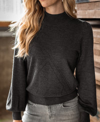 Anthracite turtleneck sweater with balloon sleeves from PLEIN PUBLIQUE, LES SALLES style.