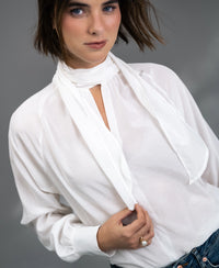 Voile blouse with bow LA SATINEE Ivory