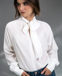 Voile blouse with bow LA SATINEE Ivory