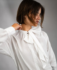Voile blouse with bow LA SATINEE Ivory