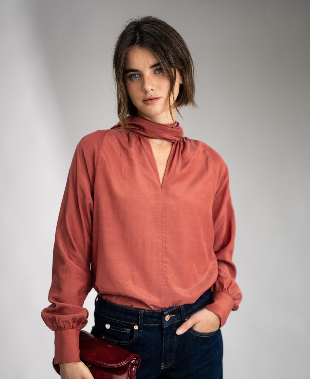 Voile blouse with bow LA SATINEE Terra