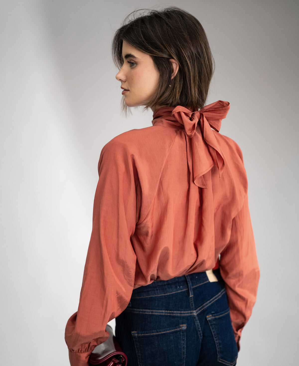 Voile blouse with bow LA SATINEE Terra