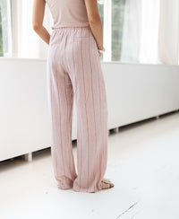 Pink striped linen-blend trousers by PLEIN PUBLIQUE.
